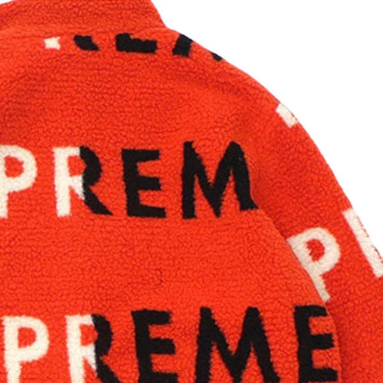 Куртка Supreme FW18 Reversible Logo Fleece Jacket Orange - изображение 5