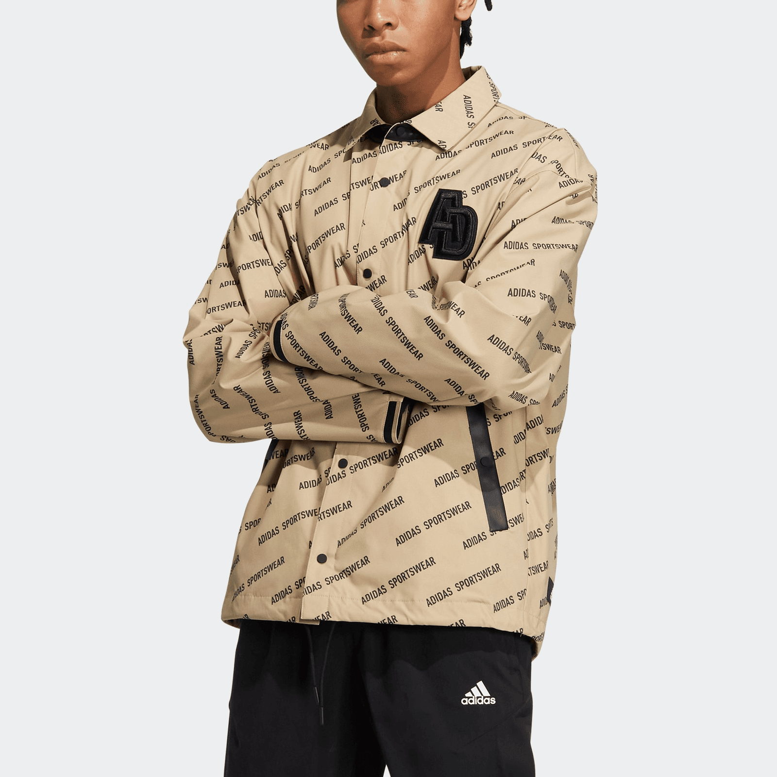 Куртка adidas Logo Print Polo Jacket Beige - изображение 3
