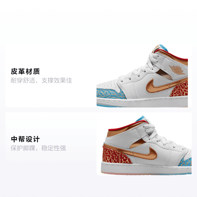 Кроссовки для баскетбола Jordan Air Jordan 1 Mid "UNC to Chicago" GS - изображение 2