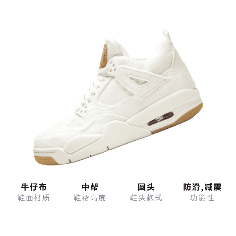 Кроссовки для баскетбола Jordan Air Jordan 4 Retro Levis White GS - изображение 3