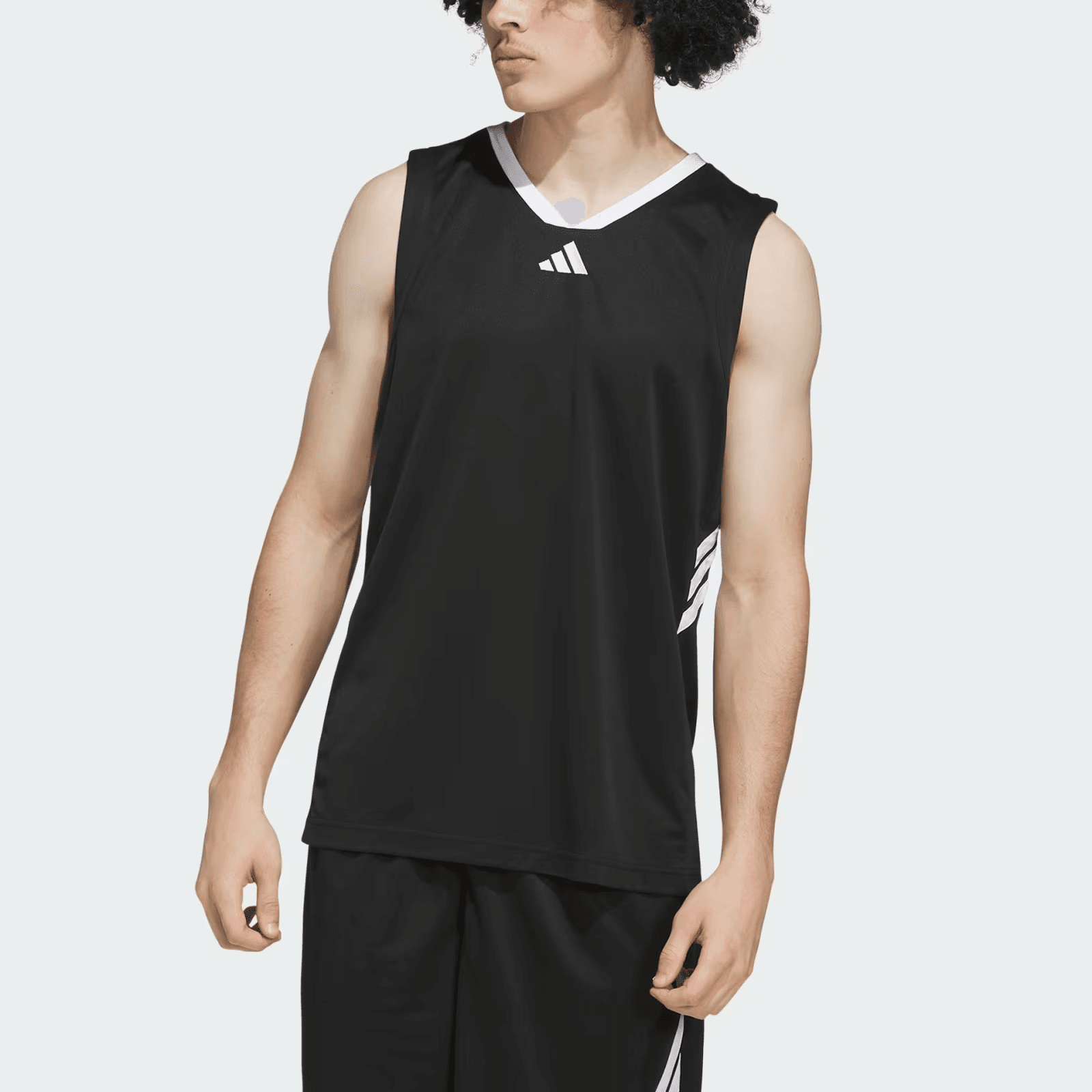 Баскетбольная майка adidas Basketball 3-Stripes Black/White - изображение 2