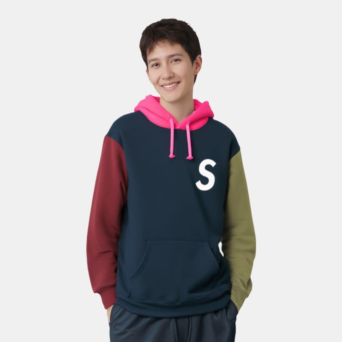 Худи Supreme SS19 S Logo Colorblocked Hoodie Navy - изображение 2