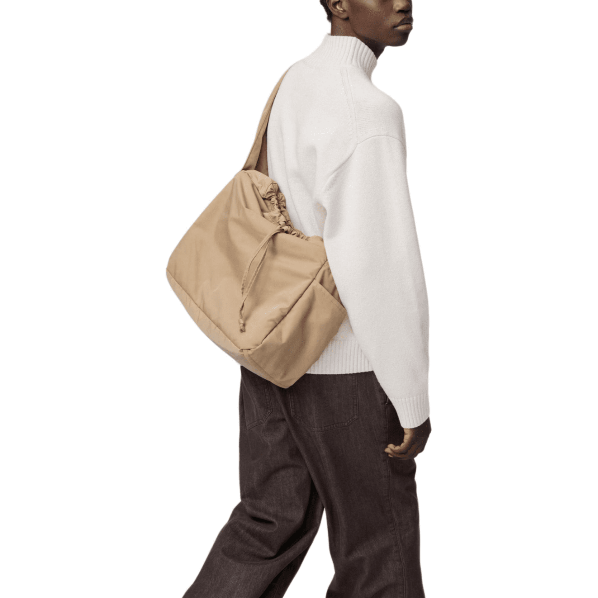 Сумка через плечо UNIQLO Adjustable Strap Drawstring Shoulder Bag Beige - изображение 5