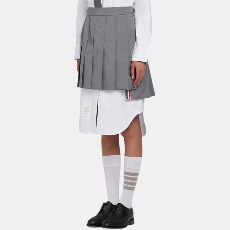 Thom Browne Pleated Mini Skirt Gray - изображение 3