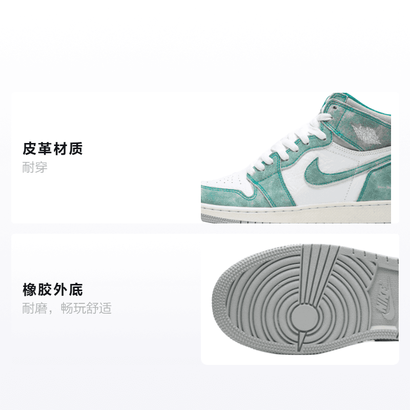 Кроссовки для баскетбола Jordan Air Jordan 1 Retro High Turbo Green GS - изображение 2