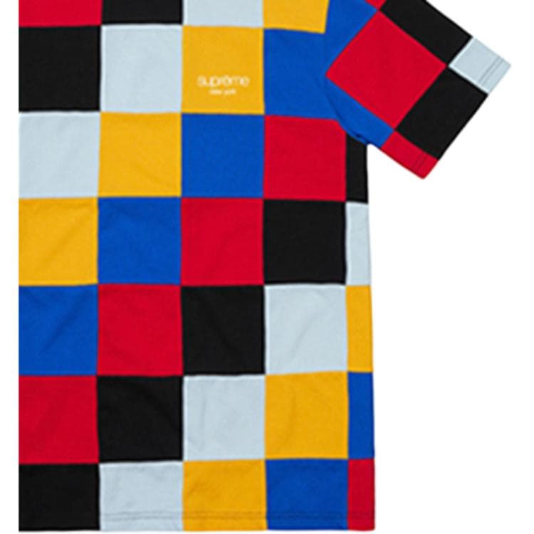 Футболка Supreme FW18 Patchwork Pique Tee RedYellowBlue T - изображение 5