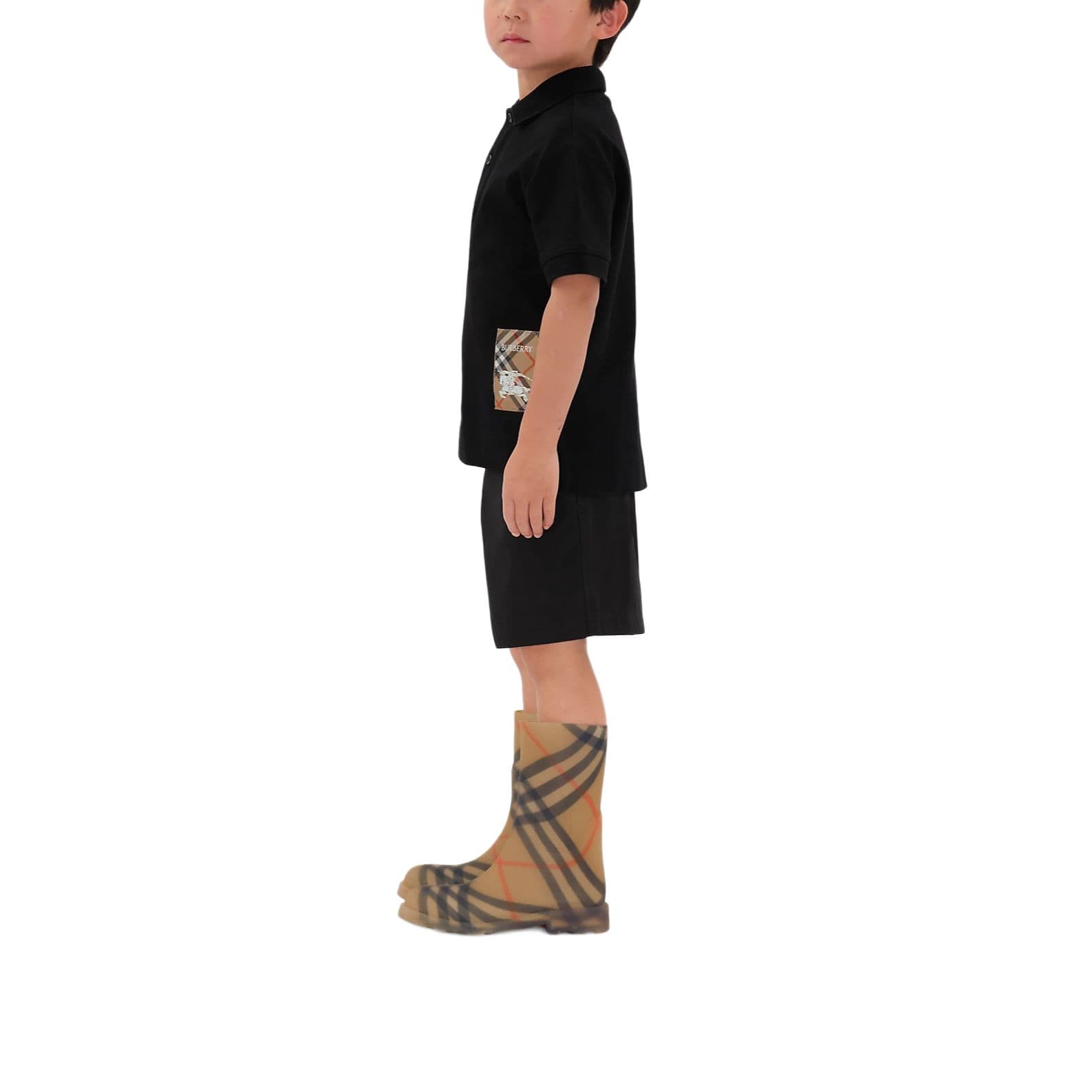 Футболка Burberry Check Label T-Shirt Black Kids - изображение 3