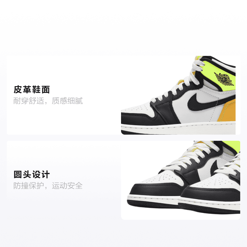 Кроссовки для баскетбола Jordan Air Jordan 1 High OG Retro "Volt Gold" GS - изображение 2