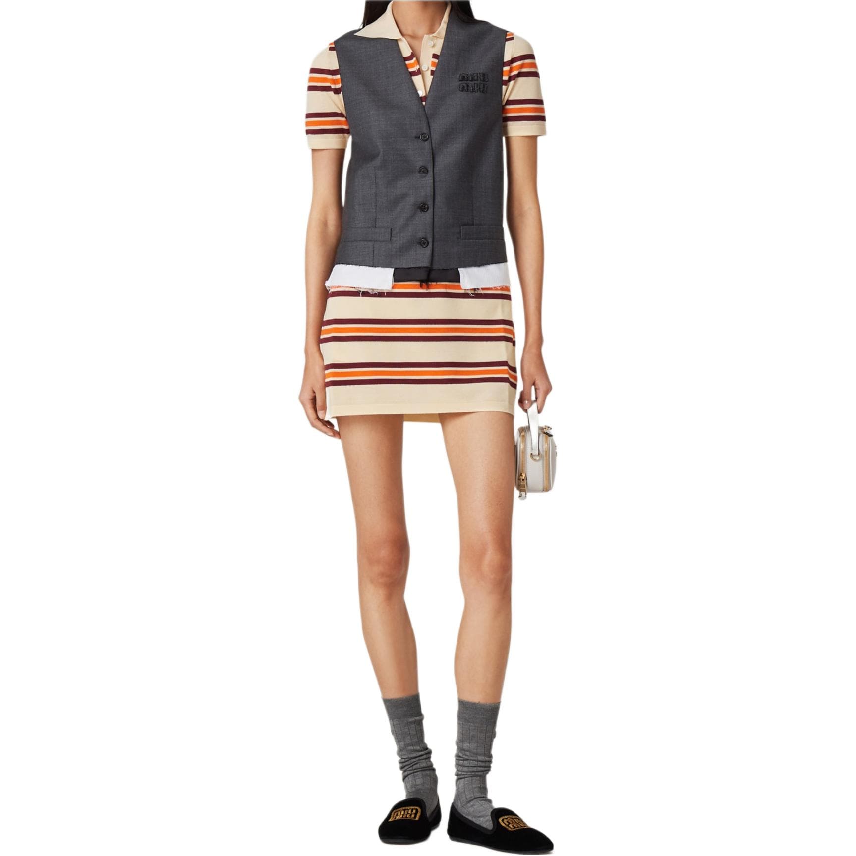 Платье Miu Miu Striped Logo Dress - изображение 5