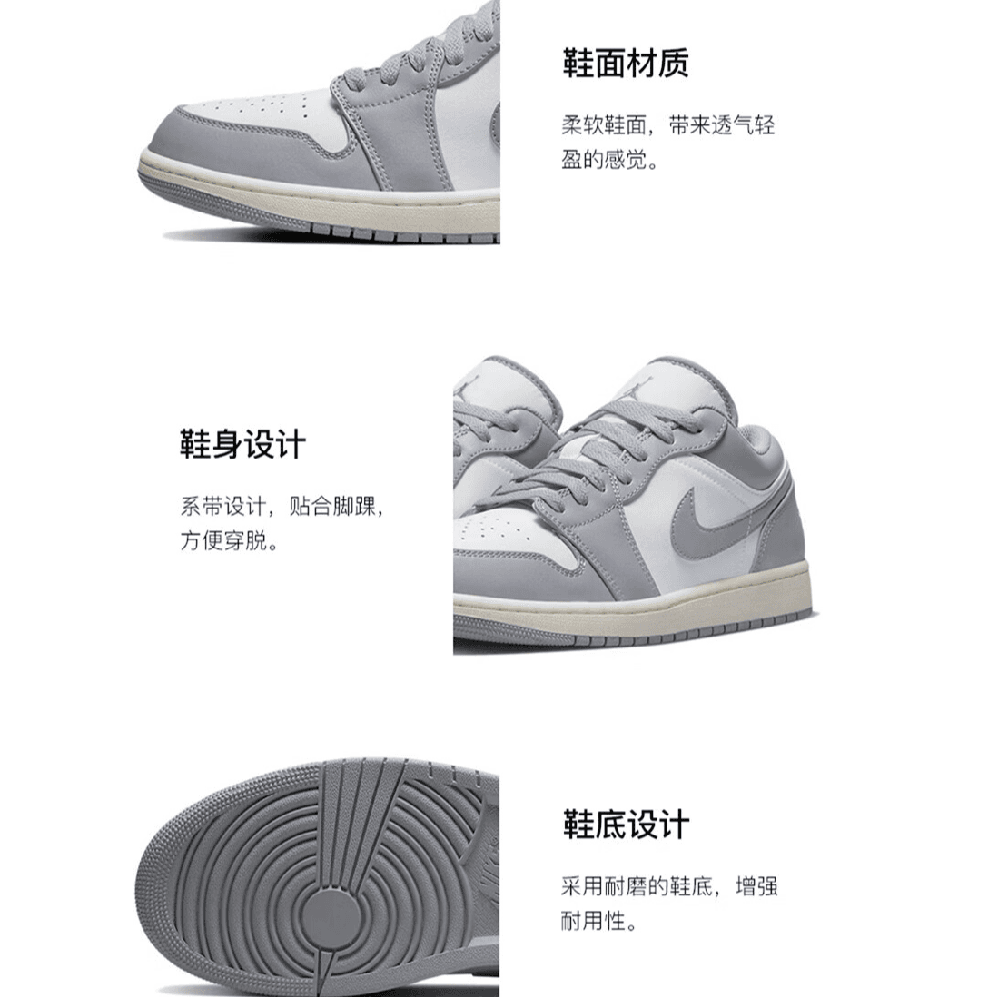 Кроссовки для баскетбола Jordan Air Jordan 1 Low "Vintage Grey" GS - изображение 4