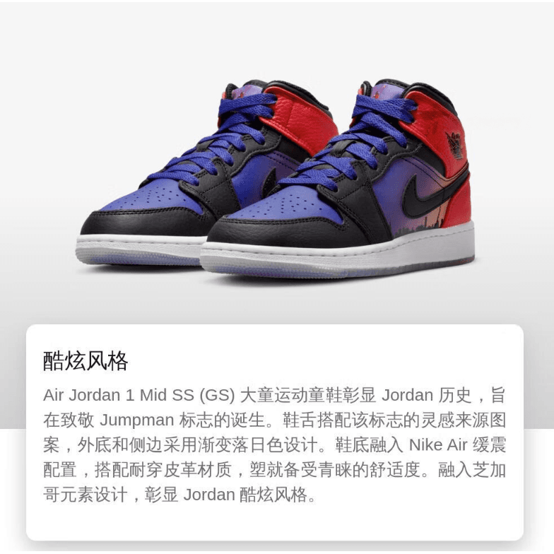 Кроссовки для баскетбола Jordan Air Jordan 1 Mid "Skyline" GS - изображение 4