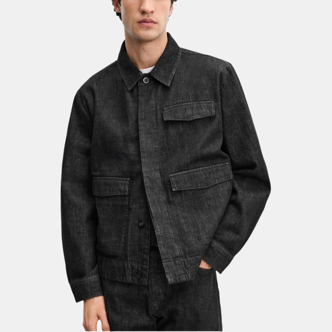 Джинсовая куртка ZARA Loose Denim Jacket Black - изображение 5