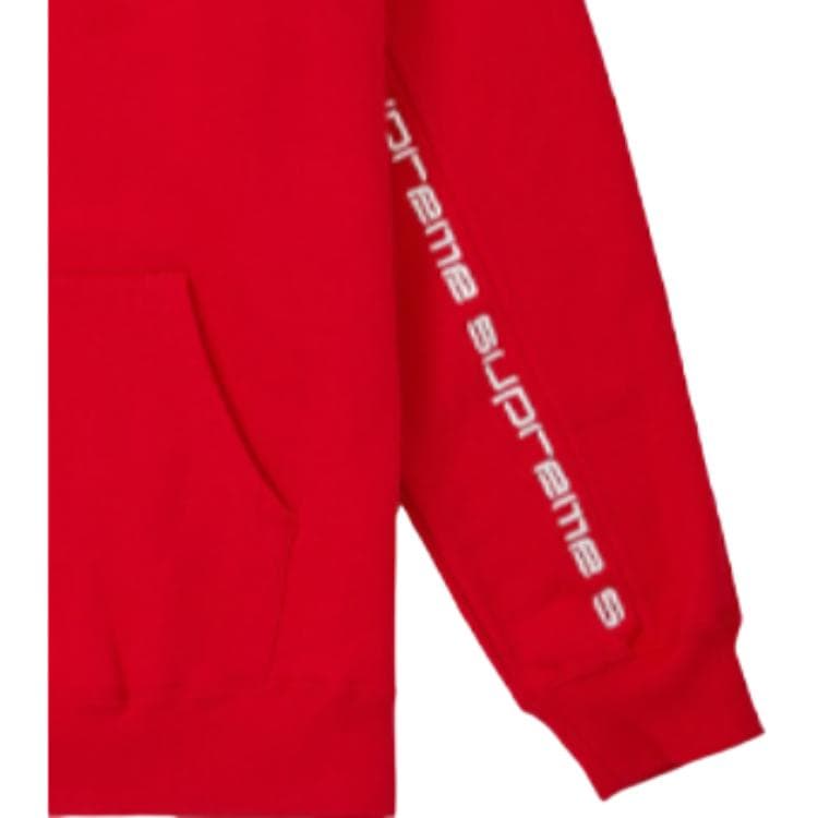 Кофта Supreme FW18 Text Stripe Hooded Sweatshirt Red - изображение 4