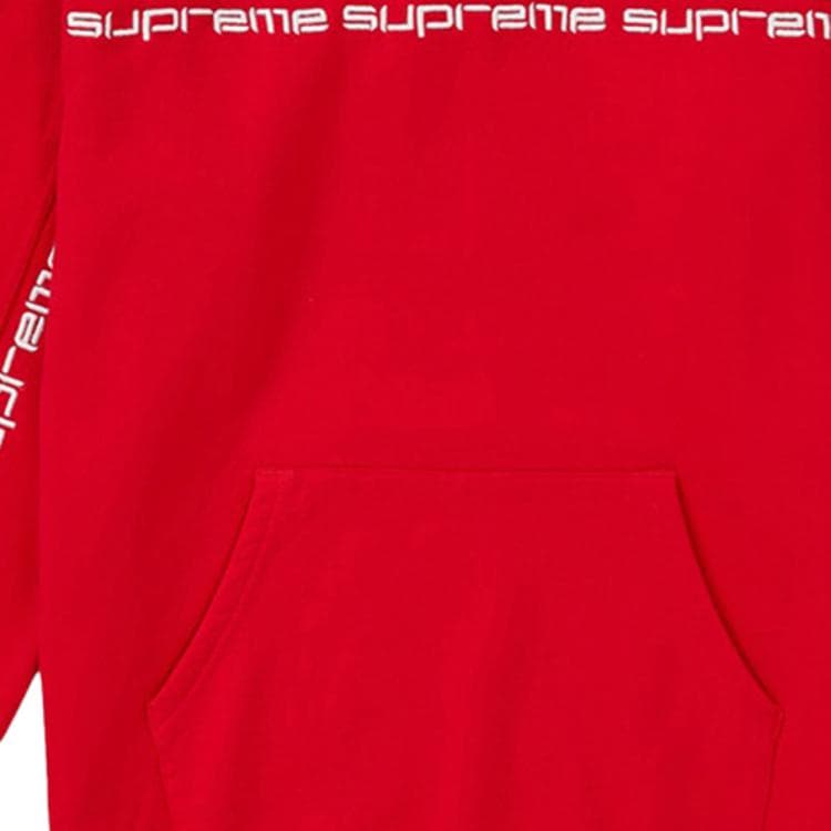 Кофта Supreme FW18 Text Stripe Hooded Sweatshirt Red - изображение 2