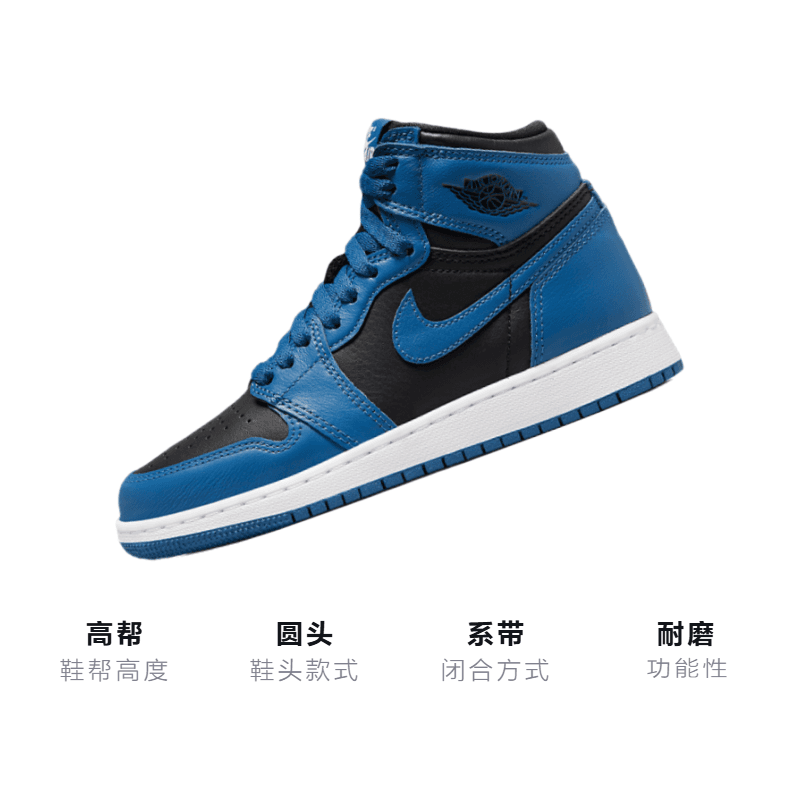 Кроссовки для баскетбола Jordan Air Jordan 1 Retro High OG Dark Marina Blue GS - изображение 3