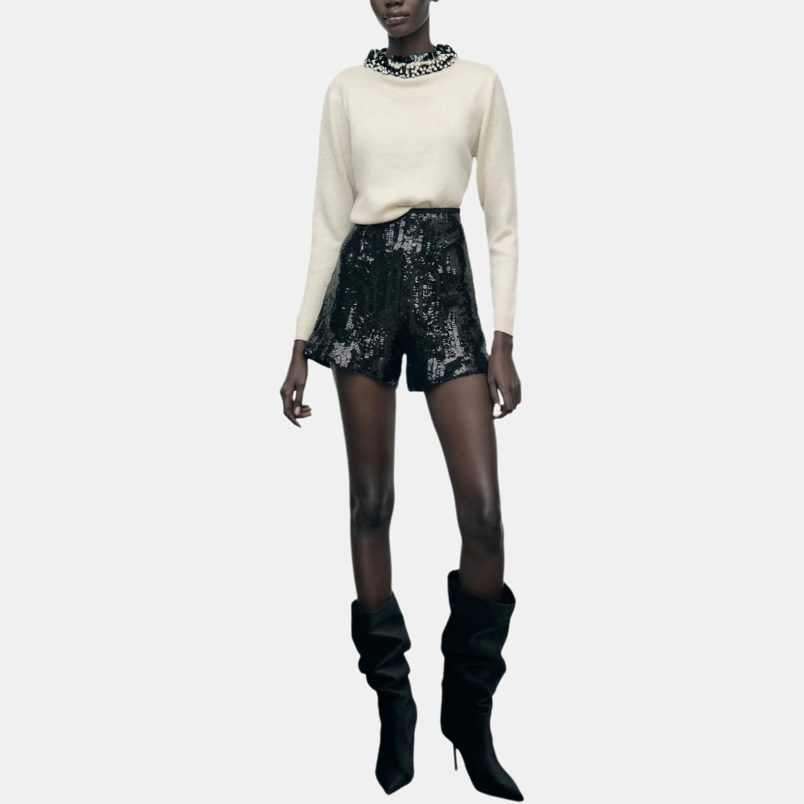 Кофта ZARA Beaded Crewneck Knit Sweater - изображение 4