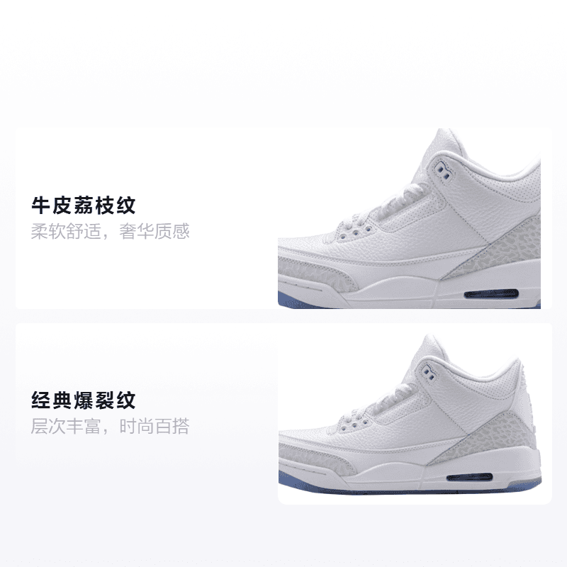 Кроссовки для баскетбола Jordan Air Jordan 3 Retro Pure White GS - изображение 2
