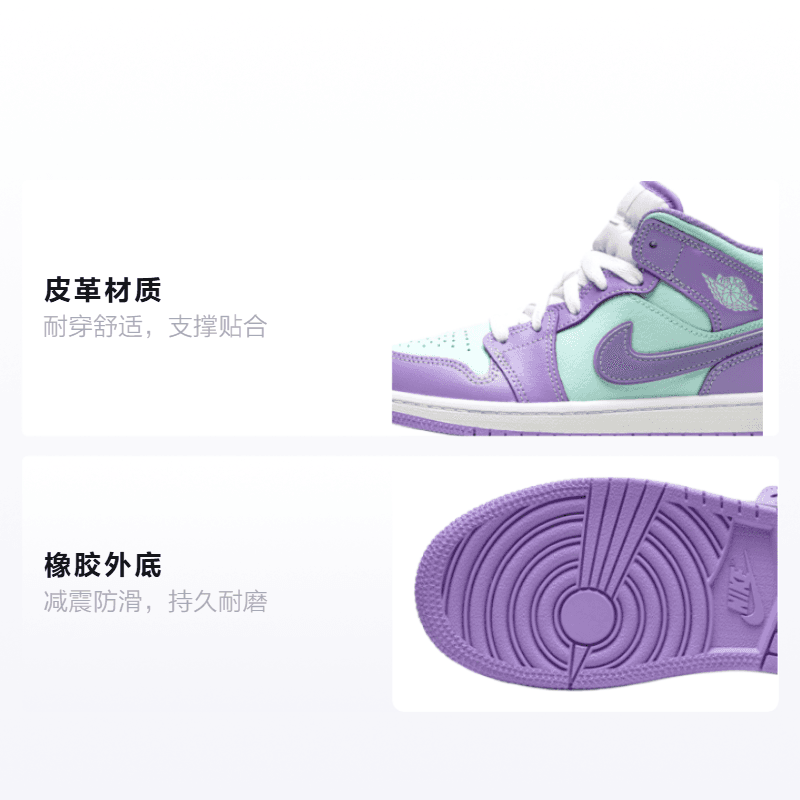 Кроссовки для баскетбола BP Air Jordan 1 Mid "Purple Glacier Blue" - изображение 2