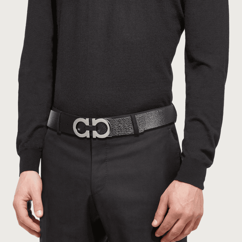 Ремень Ferragamo Reversible Smooth Buckle Belt Black Walnut 3.5cm - изображение 9
