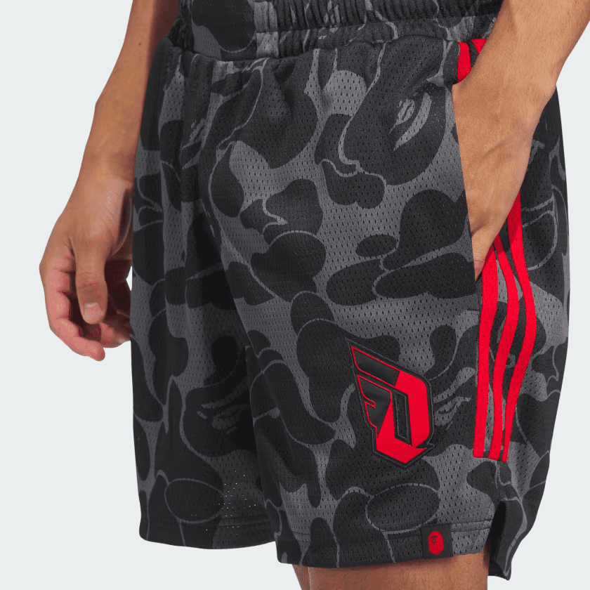 Баскетбольные шорты adidas x BAPE Dame 9 Carbon Grey - изображение 8