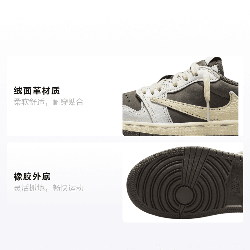 Кроссовки для баскетбола Travis Scott x Jordan Air Jordan 1 low og "reverse mocha" - изображение 2
