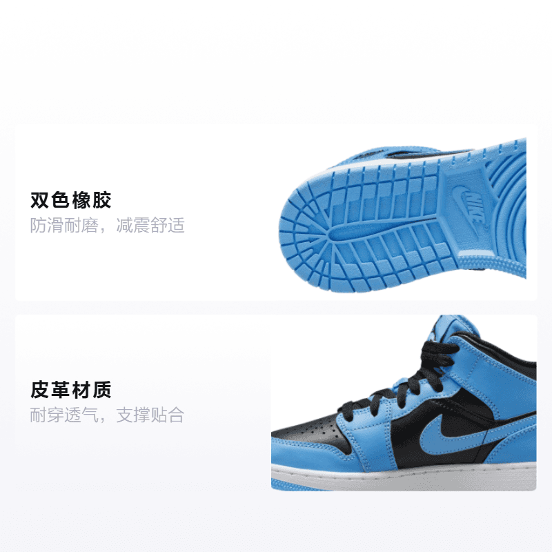 Кроссовки для баскетбола Jordan Air Jordan 1 Mid University Blue GS - изображение 2