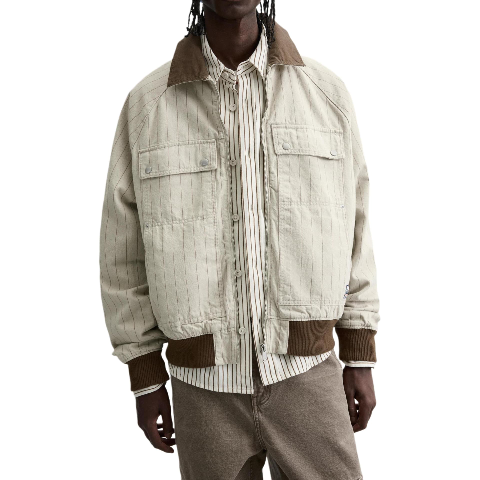 Куртка ZARA Striped Colorblock Jacket - изображение 4