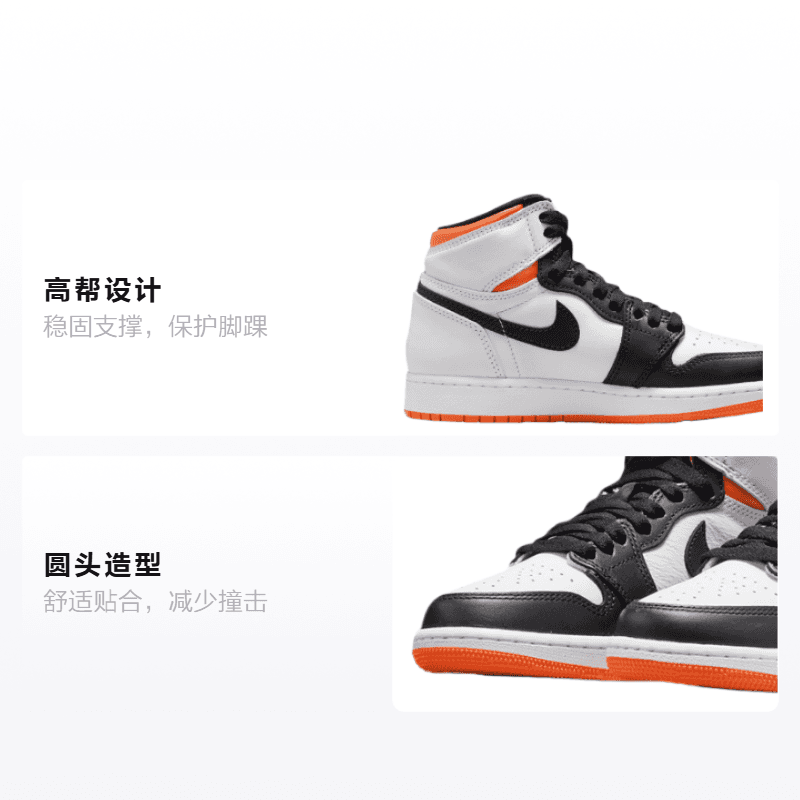 Кроссовки для баскетбола Jordan Air Jordan 1 Retro High OG "Electro Orange" GS - изображение 2