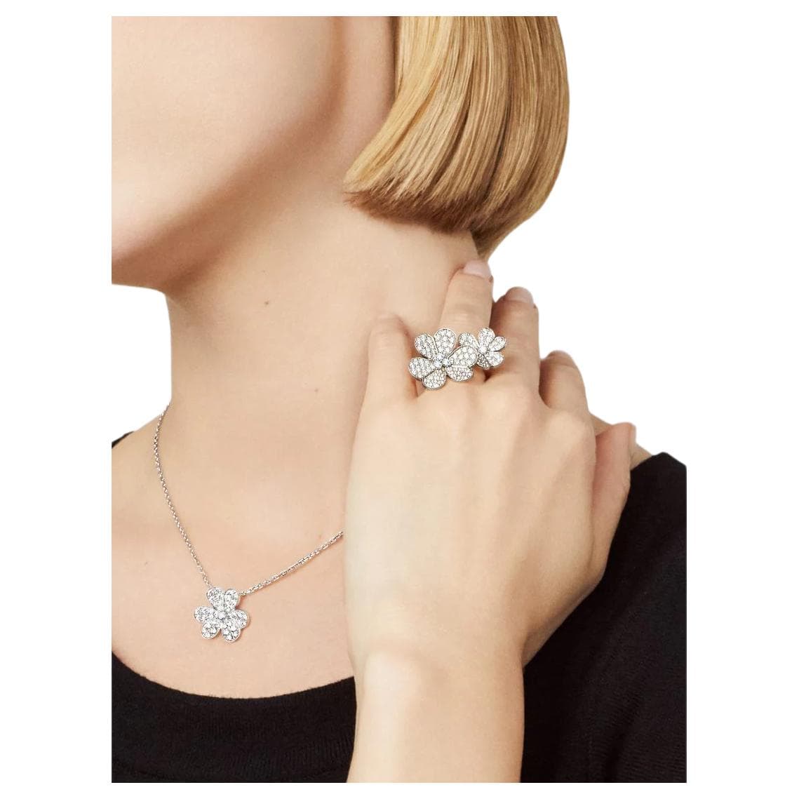 Ожерелье Van Cleef & Arpels Frivole Pendant Small Full Diamond 18k White Gold Necklace - изображение 4