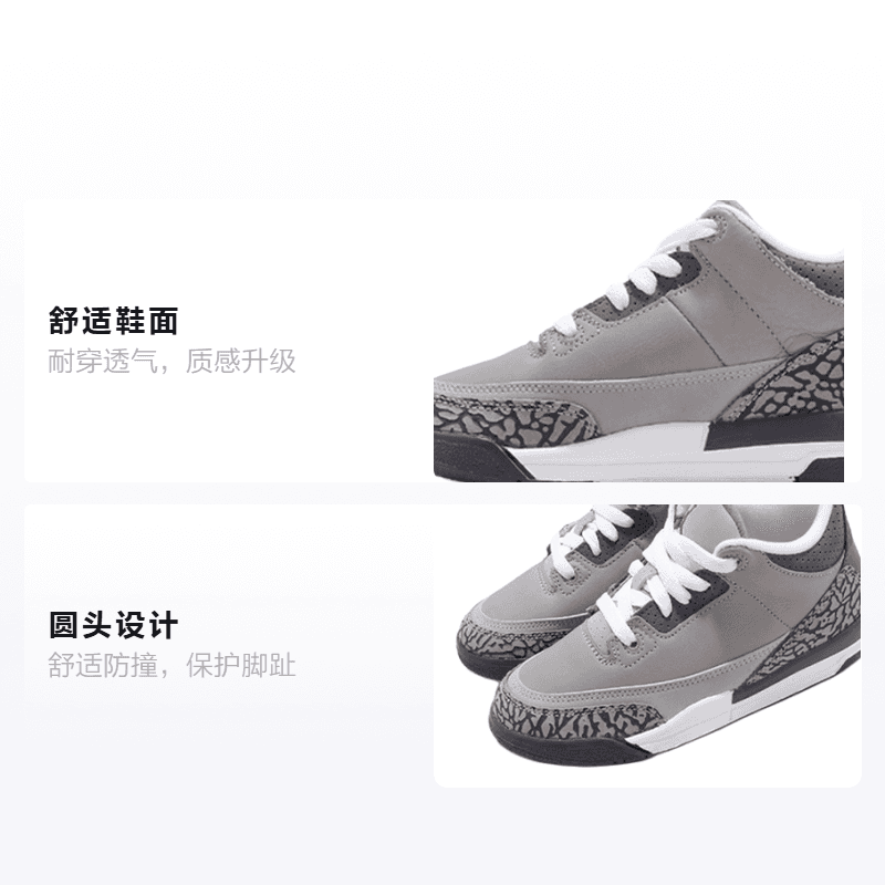 Кроссовки для баскетбола Jordan Air Jordan 3 Retro "Cool Grey" BP - изображение 2