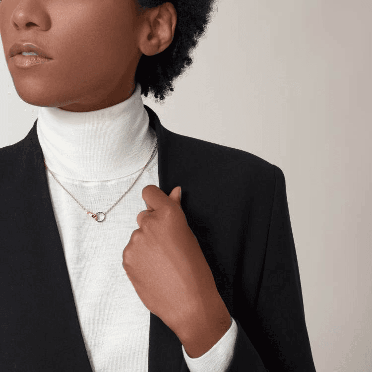 Ожерелье Cartier Love Double Ring Necklace 18k Rose Gold - изображение 4