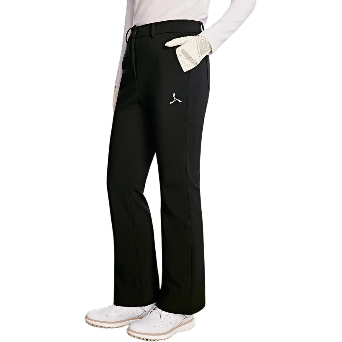 Штаны LI-NING 1990 Golf series однотонные принтованные расклешенные облегающие удобные универсальные спортивные брюки женские - изображение 3