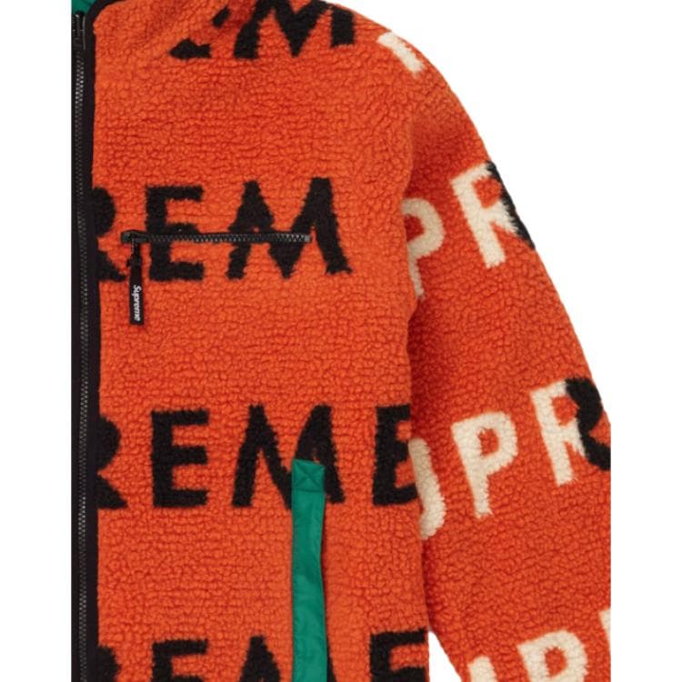 Куртка Supreme FW18 Reversible Logo Fleece Jacket Orange - изображение 4