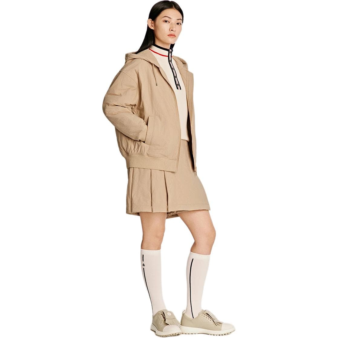 LI-NING 1990 x Clove Совместная коллекция Специальная серия Однотонный с капюшоном Универсальный Повседневный Экстра свободный Белый укороченный Хлопковый пуховик Женский - изображение 4