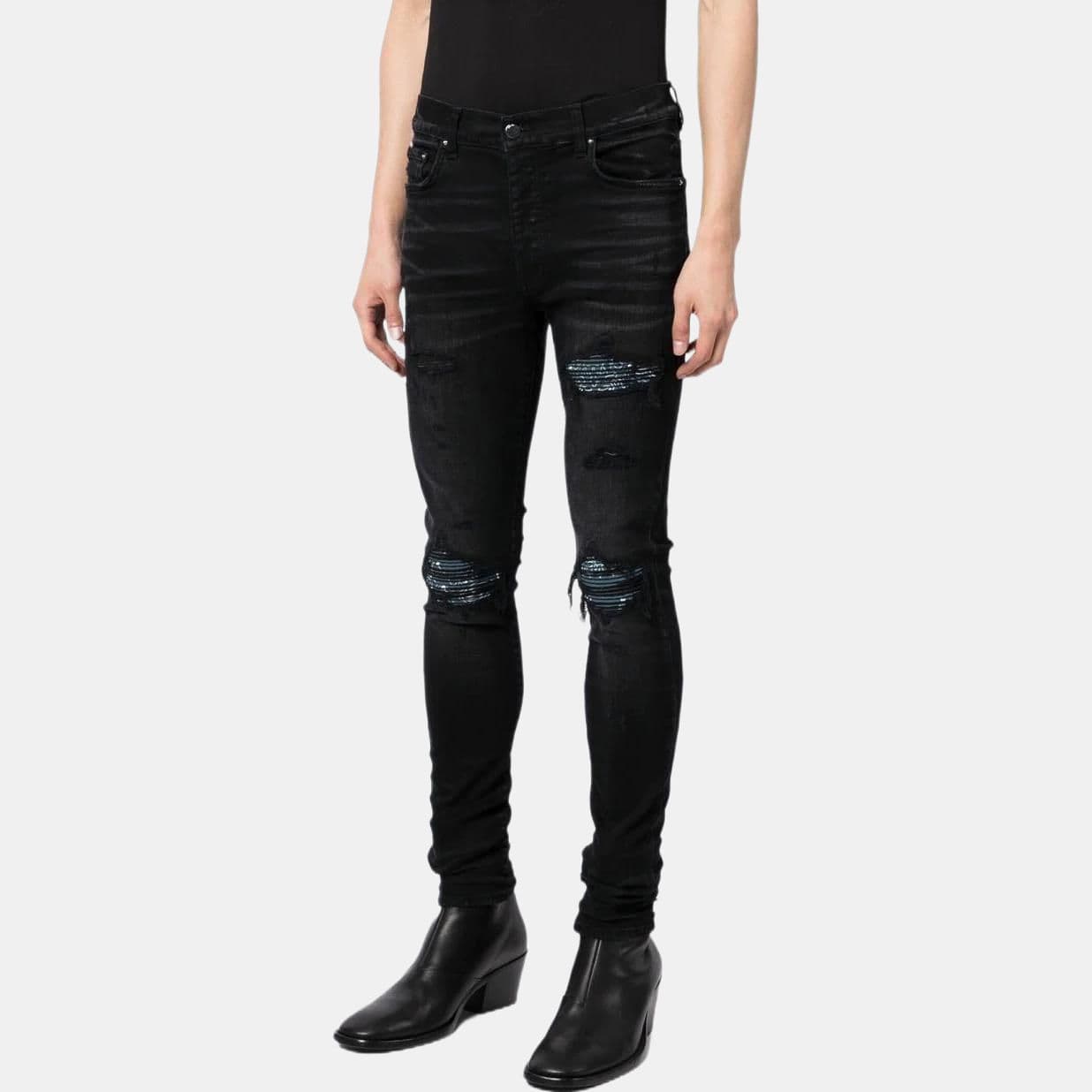 Штаны AMIRI FW22 Distressed Skinny Jeans Black - изображение 4