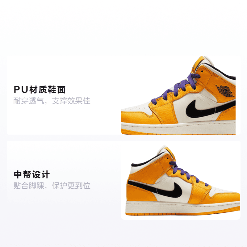 Кроссовки для баскетбола Jordan Air Jordan 1 Mid GS - изображение 2