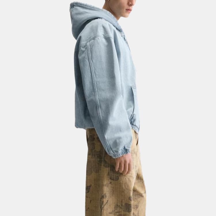 Джинсовая куртка ZARA Denim Hoodie Jacket Light Blue - изображение 5