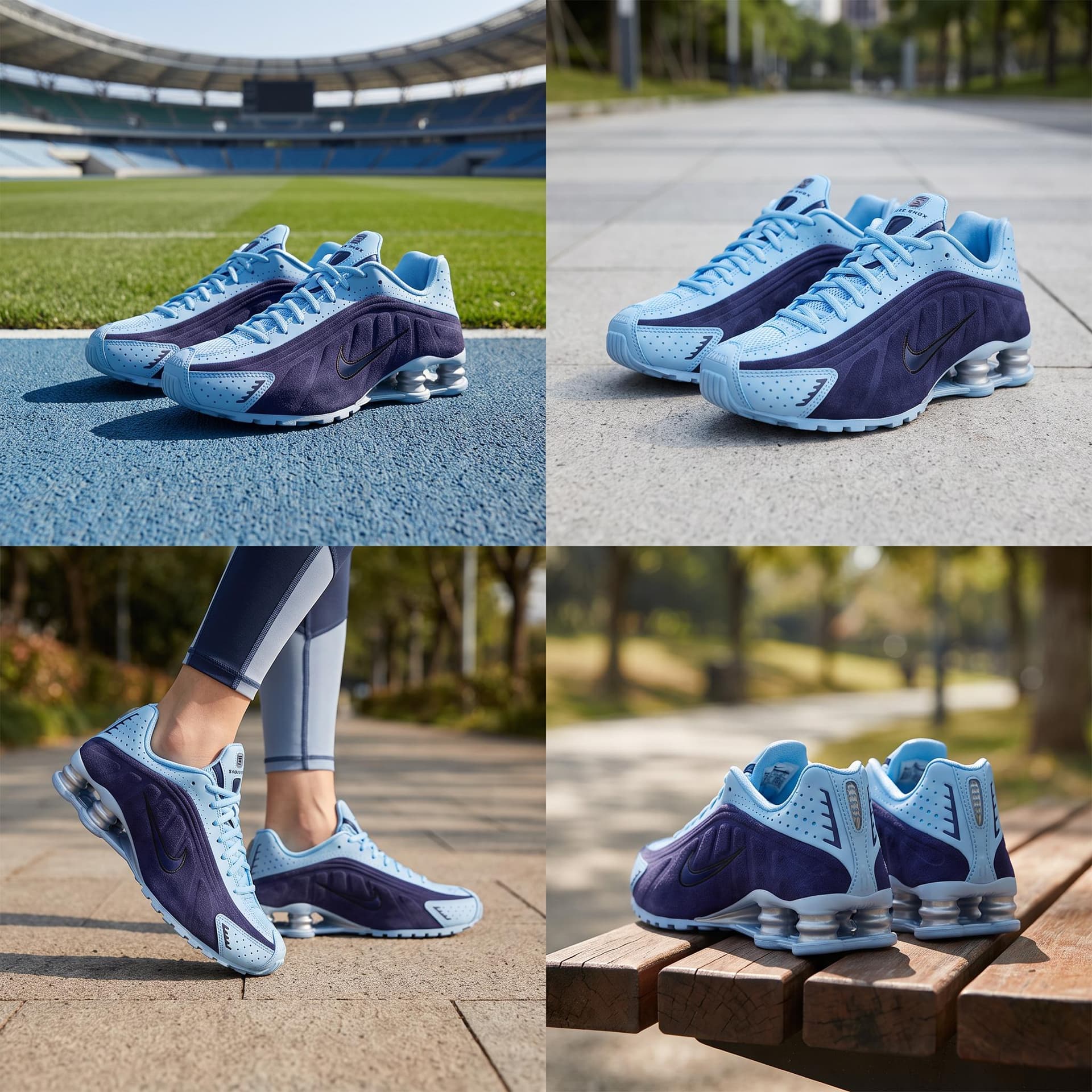 Кроссовки для бега Nike Shox R4 Low Топ Беговые кроссовки Женские Синий - изображение 2
