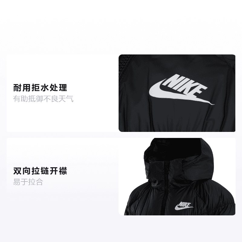 Пуховик Nike Long Hooded Down Jacket Contrast Logo Black - изображение 2