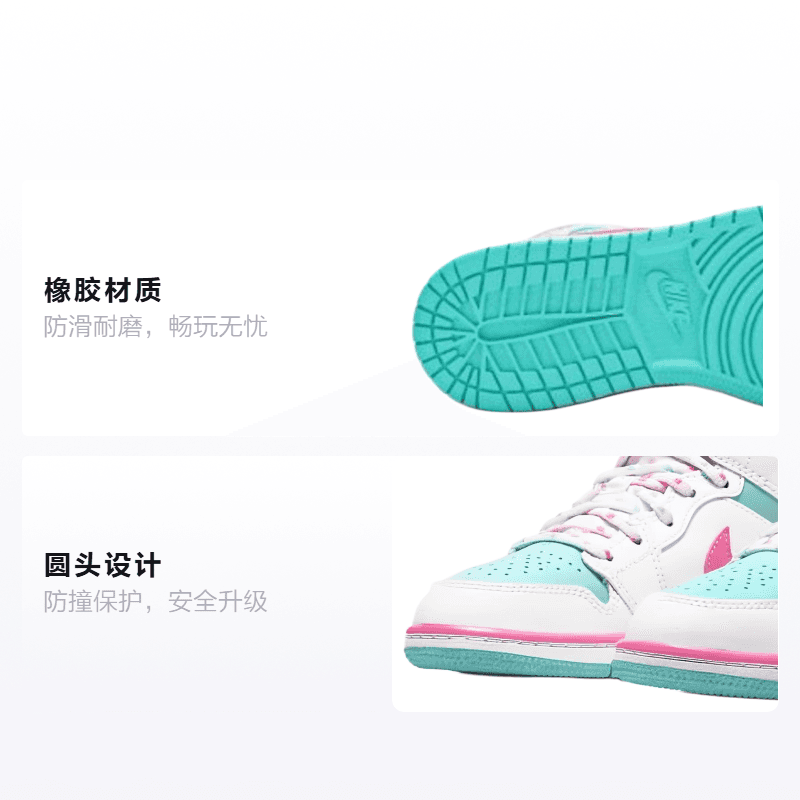 Кроссовки для баскетбола Jordan Air Jordan 1 Mid White Pink Green Soar - изображение 2