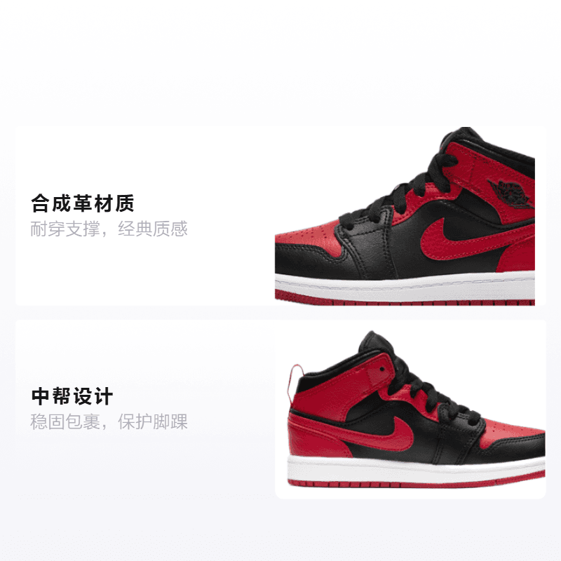 Кроссовки для баскетбола Jordan Air Jordan 1 Mid Banned - изображение 2