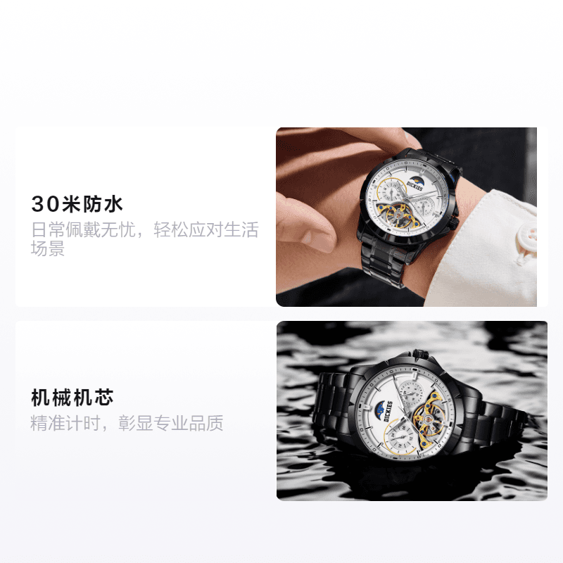 Механические часы Dickies DK Watch Mechanical Steel Strap White Dial - изображение 2