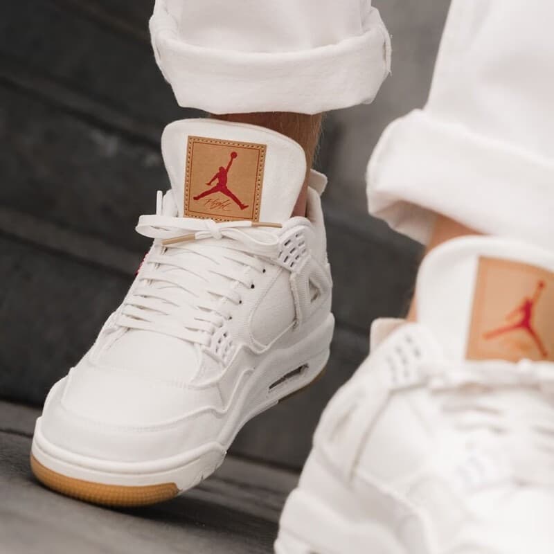 Кроссовки для баскетбола Jordan Air Jordan 4 Retro Levis White GS - изображение 4