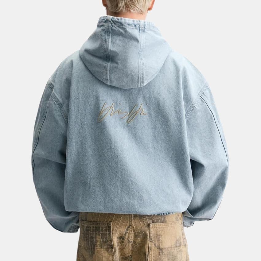 Джинсовая куртка ZARA Denim Hoodie Jacket Light Blue - изображение 4