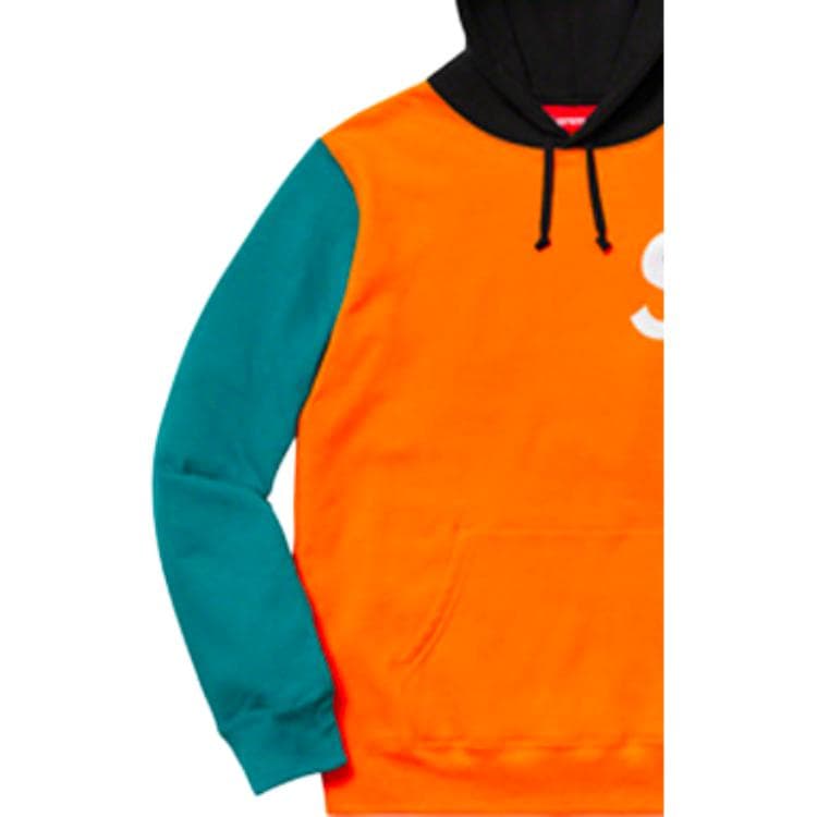 Кофта Supreme SS19 S Logo Colorblocked Hooded Sweatshirt Orange - изображение 3