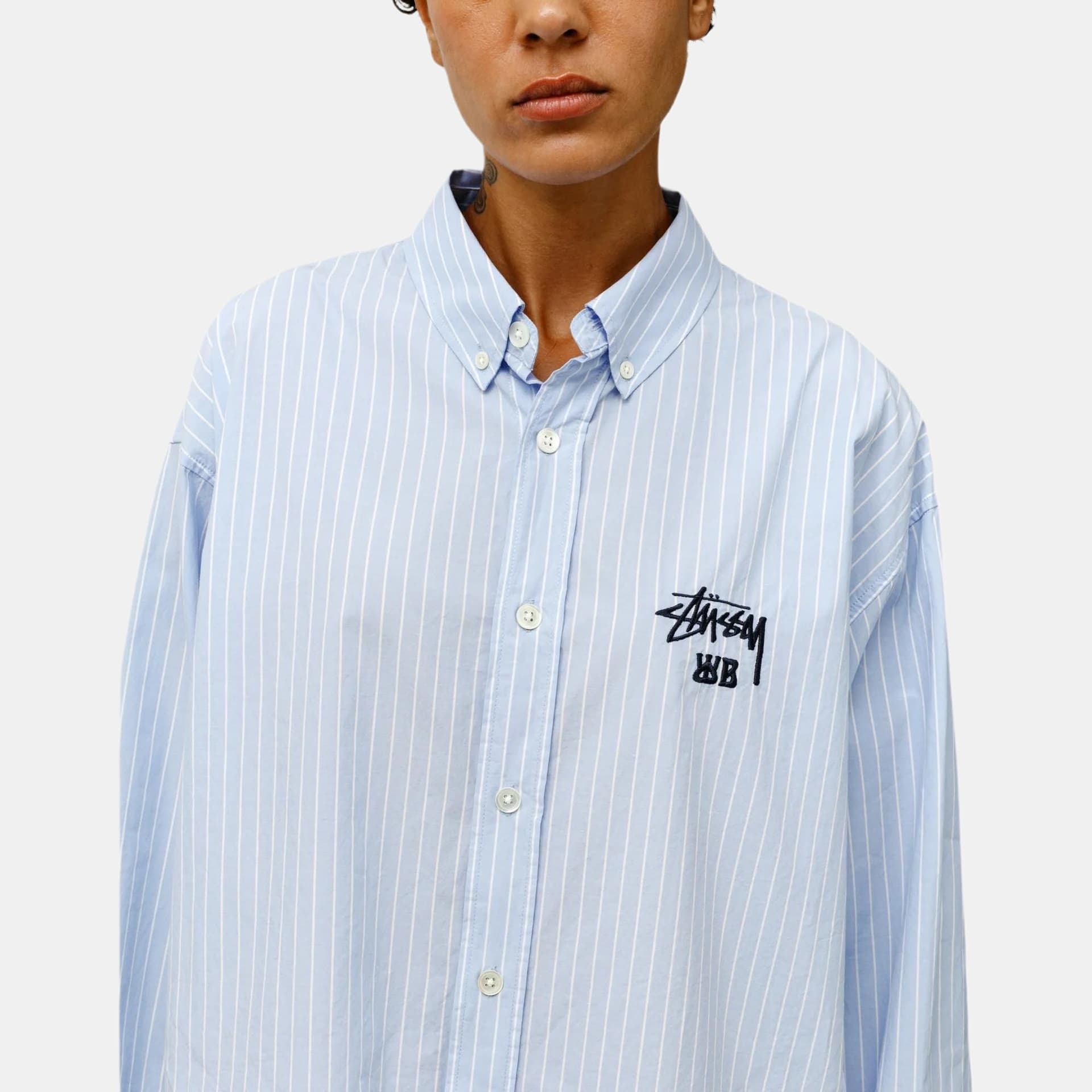 Рубашка Stussy Wales Bonner FW25 POPLIN SHIRT logo - изображение 5