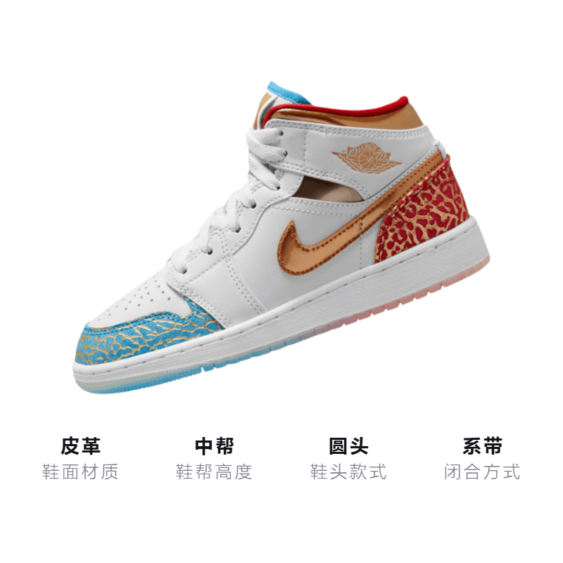 Кроссовки для баскетбола Jordan Air Jordan 1 Mid "UNC to Chicago" GS - изображение 3