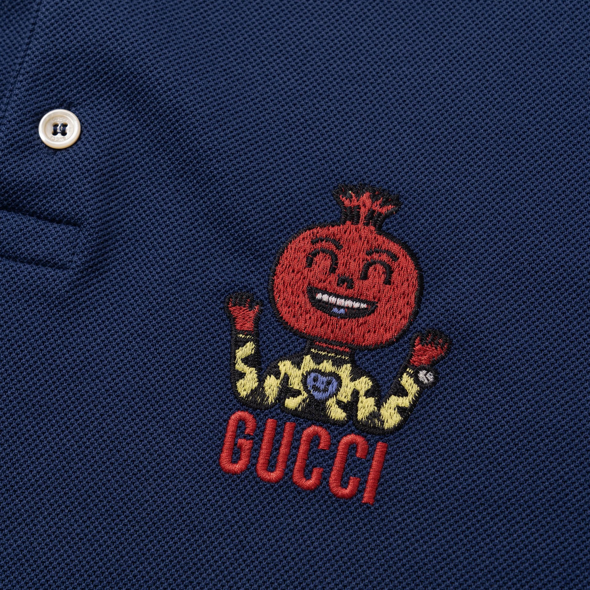 Поло GUCCI SS22 Embroidered Polo Shirt Navy - изображение 7