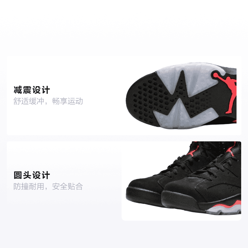 Кроссовки для баскетбола Jordan Air Jordan 6 Retro Infrared Black GS - изображение 2