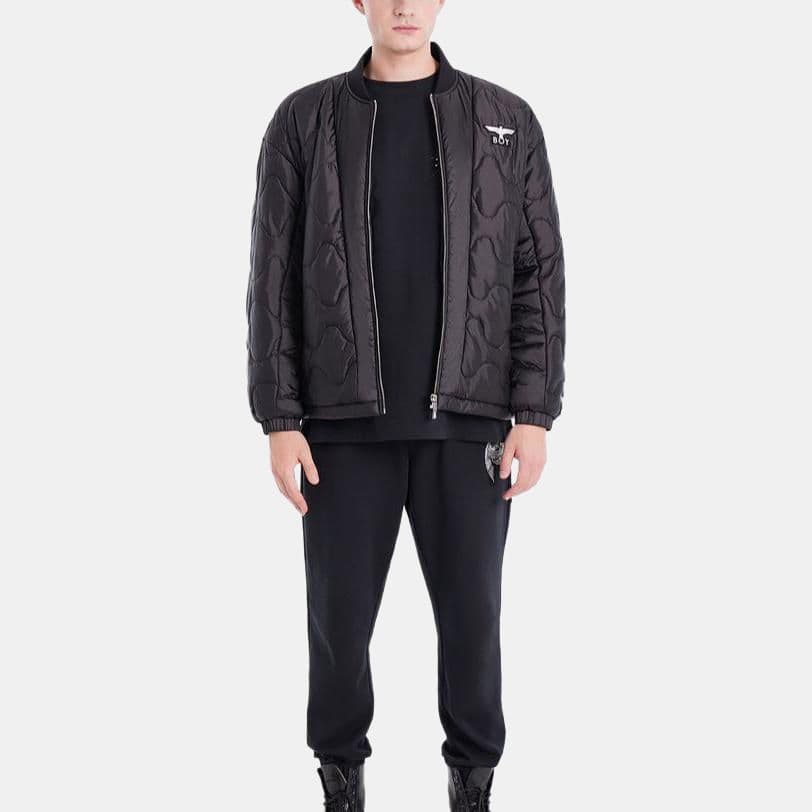 Зимняя куртка пуховик Boy London Logo Patch Half-Zip Cotton Jacket Black - изображение 2